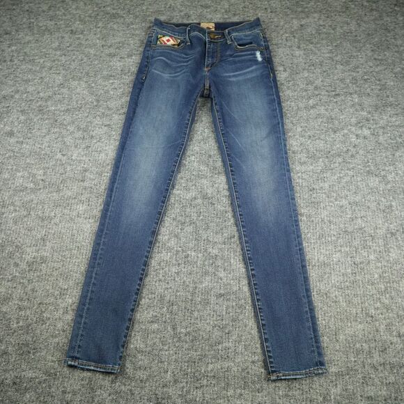 Driftwood Jeans Womens 24 Blue Denim Classic Fit Marilyn Skinny Rodeo Embroidery - Picture 2 of 12